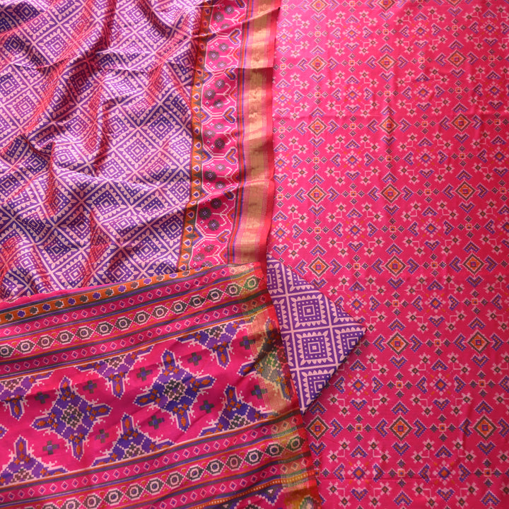 Sohini Magenta Pink All Over Patola Shadow Printed Work Muslin Silk Suit Set