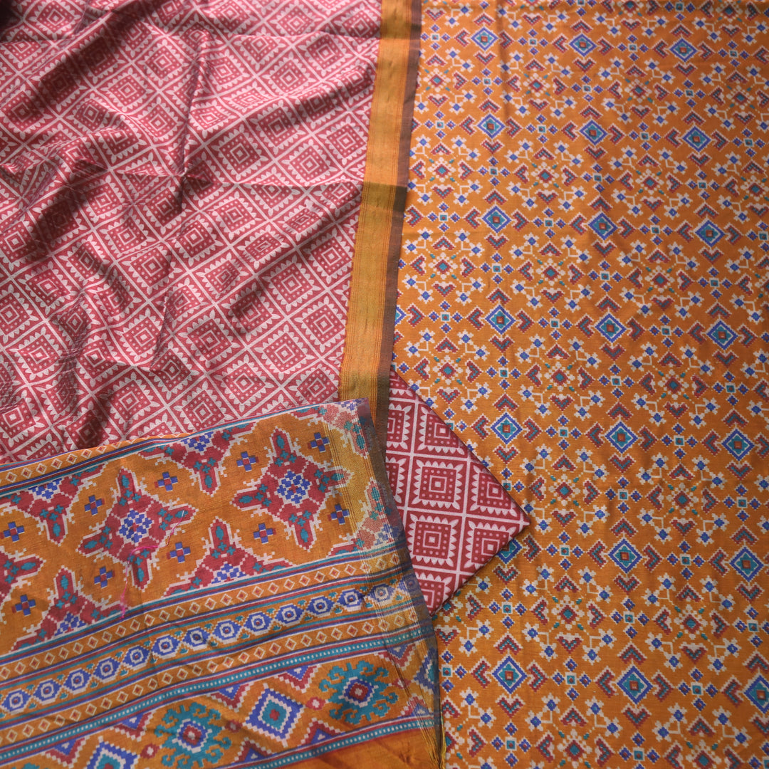 Sohini Bronze Brown All Over Patola Shadow Printed Work Muslin Silk Suit Set