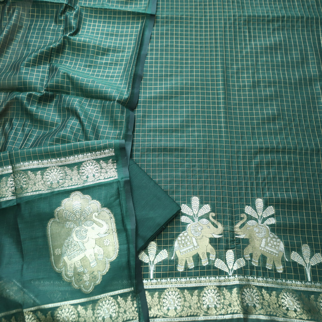 Raveri Sacramento Green Gajj Style Zari Weaved Hem Chanderi Silk Set
