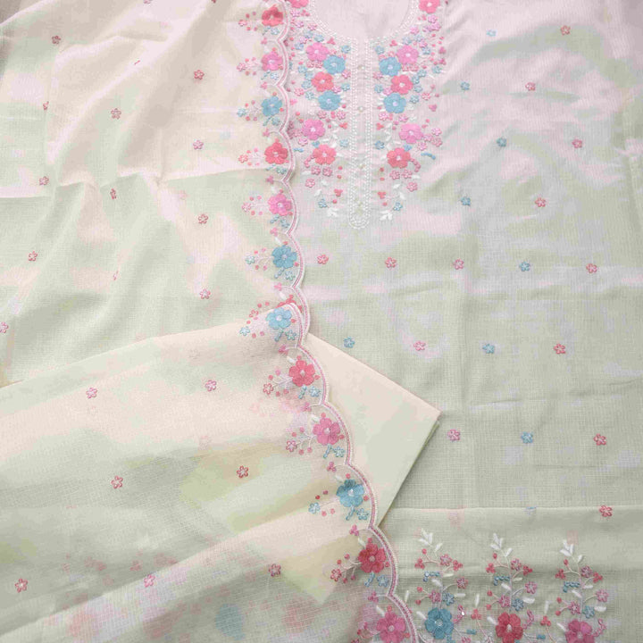 Subhangi Butter Yellow Embroidered Neck with Pearl Work Kota Doriya suit Set