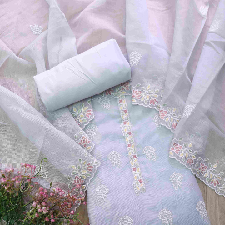 Mahi Sage Grey All Over Thread Embroidered Work Kota Doriya suit Set