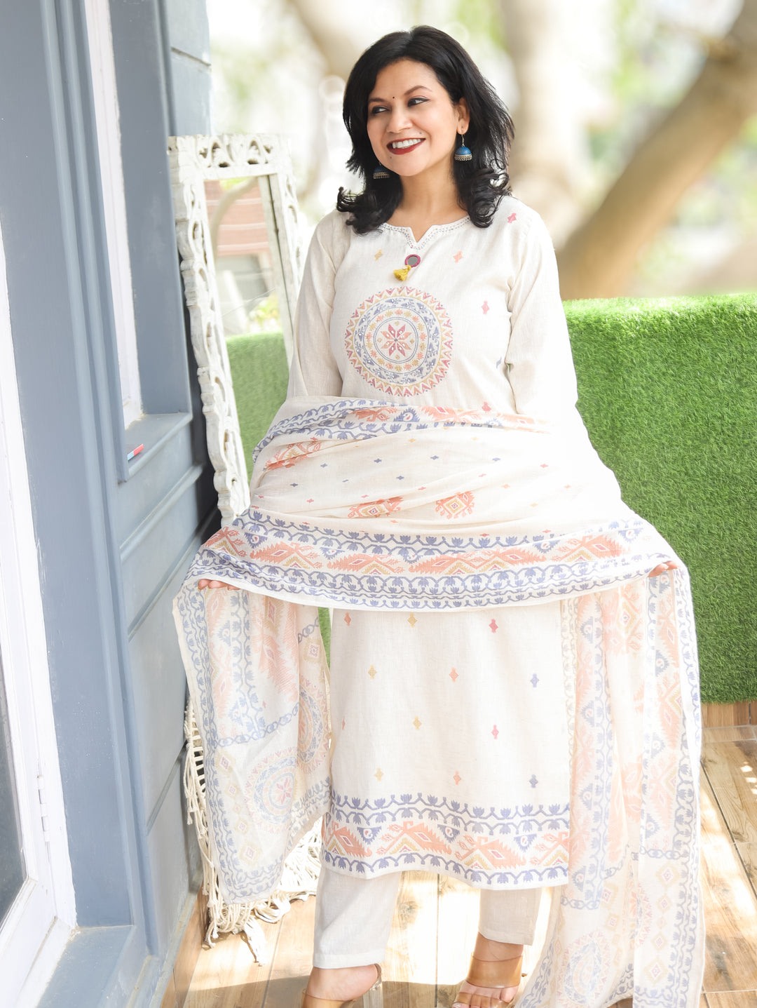 Ella Shell White Mirror Cotton 3 Piece Set
