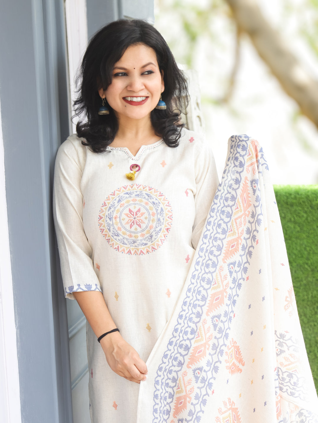 Ella Shell White Mirror Cotton 3 Piece Set