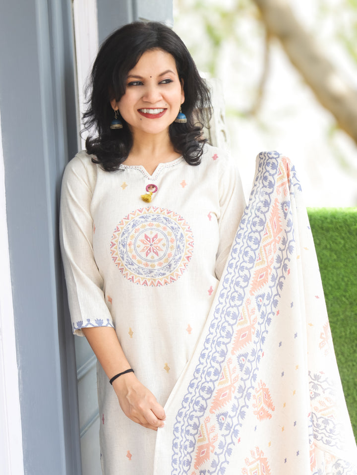 Ella Shell White Mirror Cotton 3 Piece Set