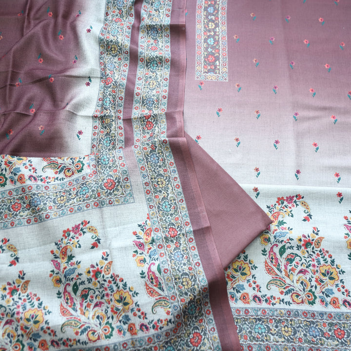 Samara Mulberry Helio Digital Kashmiri Printed Semi Pashmina Winter Set