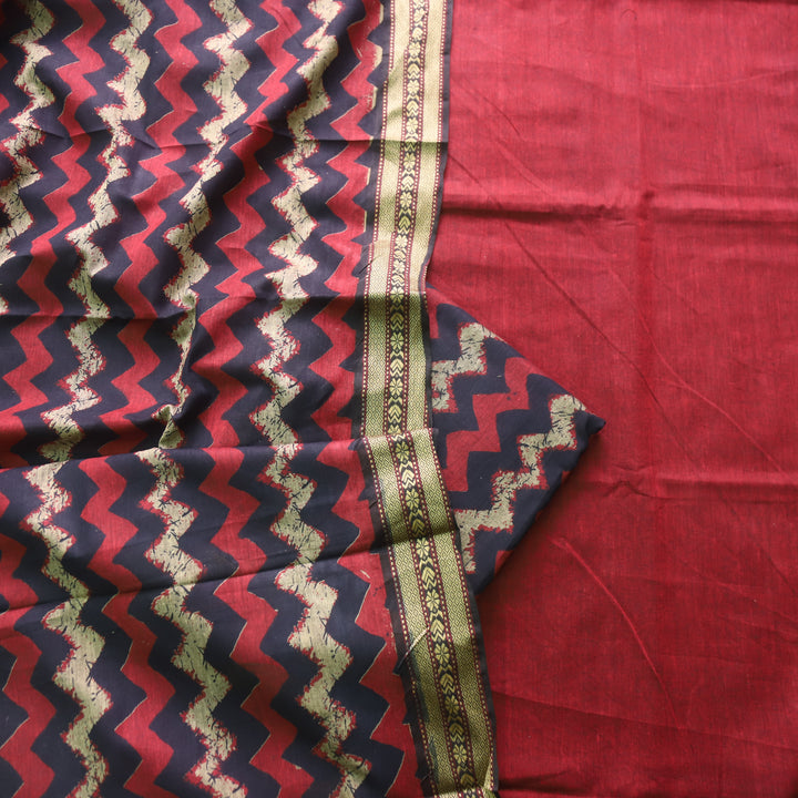 इश्कखुमारी Barn Maroon Red Mangalgiri Hem Work Cotton Suit Set