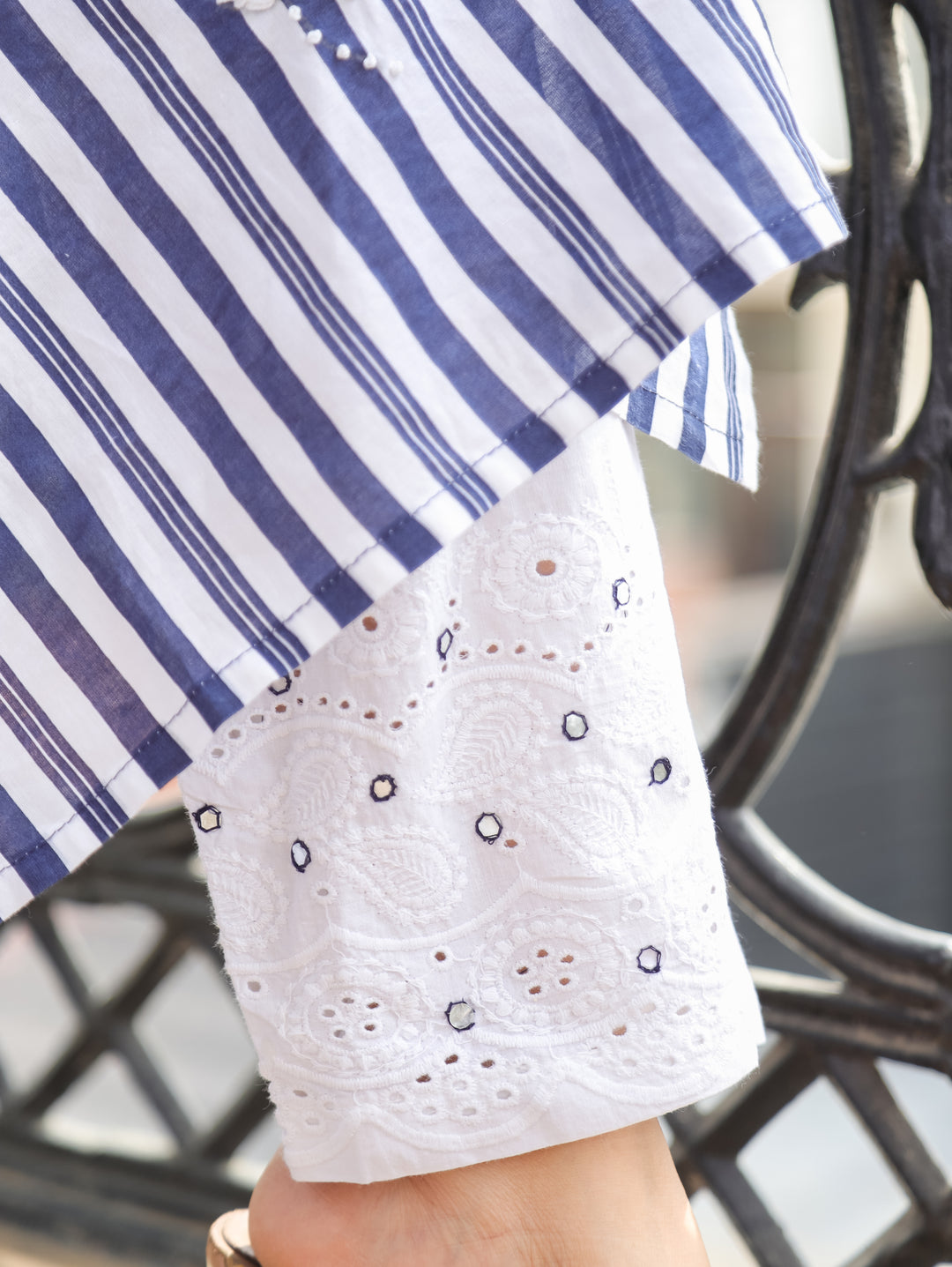 Kira Navy Blue Emboirdered Cotton 3 Piece Set