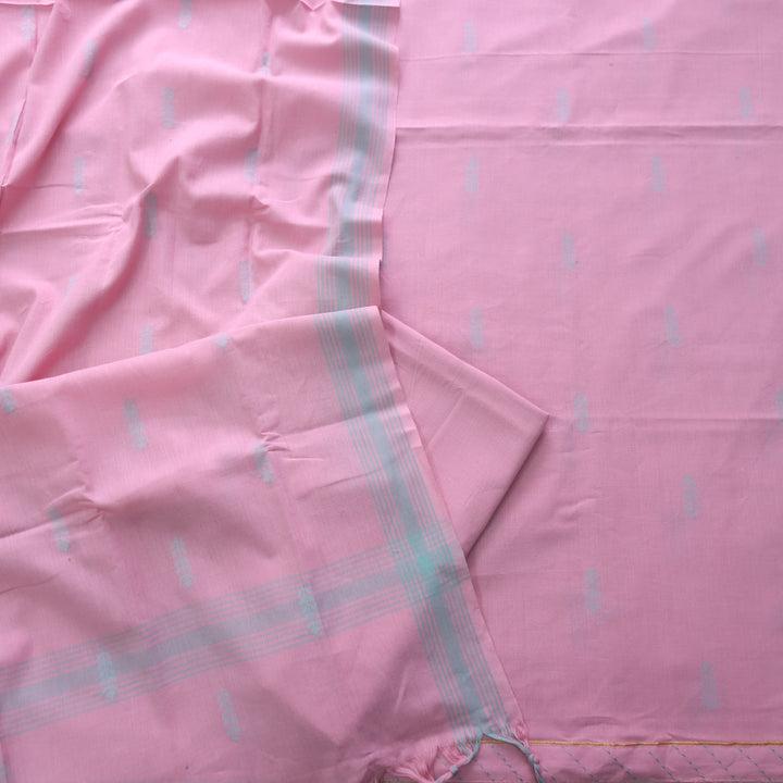 Madhubala Baby Pink Thread Weaved Handloom Cotton Suit Se