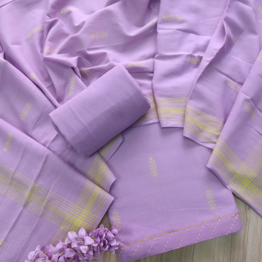 Madhubala Lavish Lavender Thread Weaved Handloom Cotton Suit Se