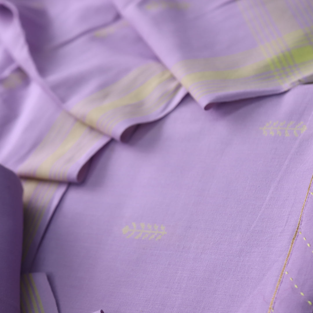 Madhubala Lavish Lavender Thread Weaved Handloom Cotton Suit Se