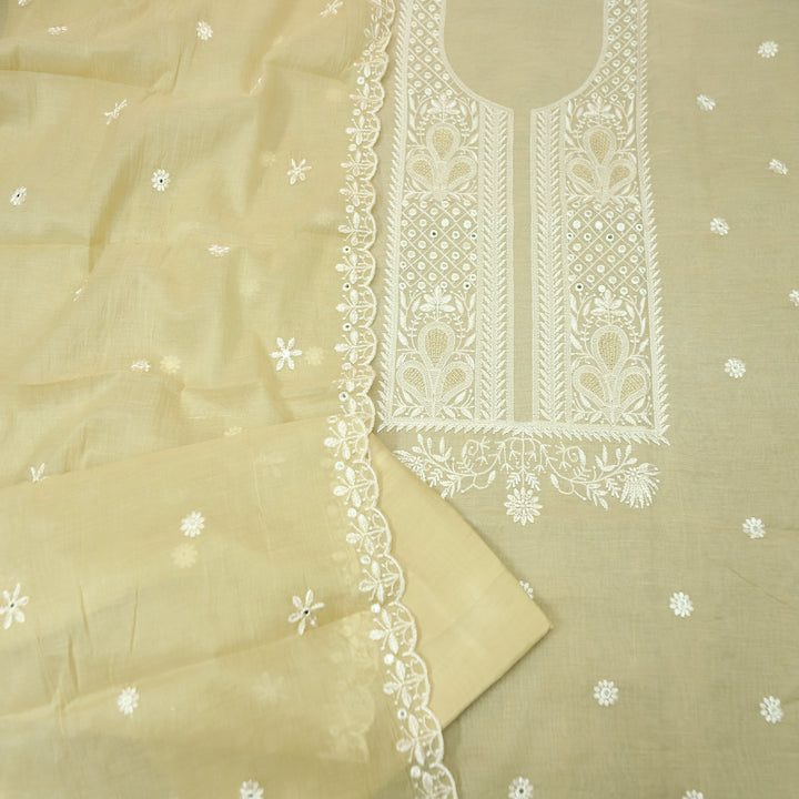 Saloni Sand Beige Embroidered with Patra Work Mul Chanderi Set