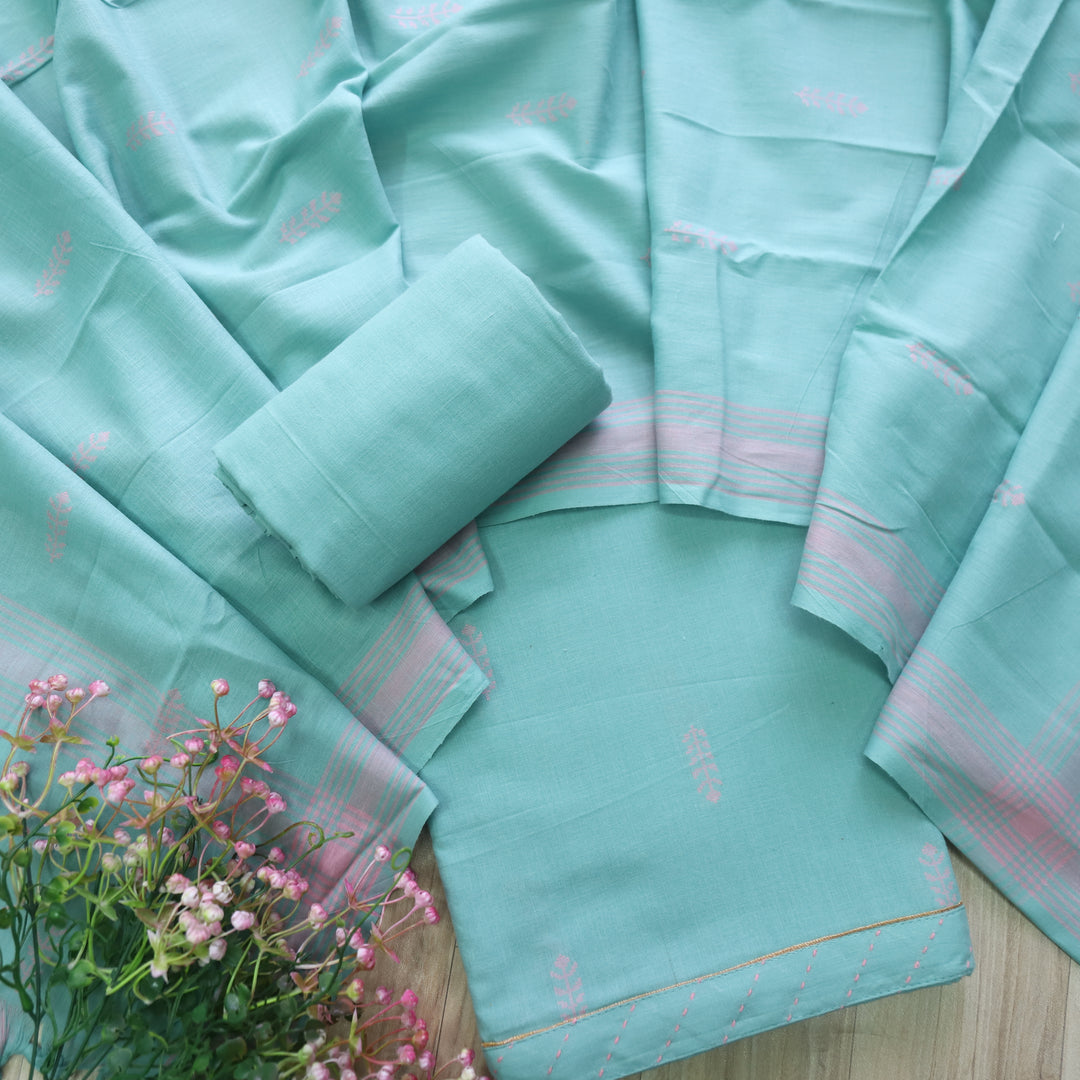 Madhubala Jade Green Thread Weaved Handloom Cotton Suit Se