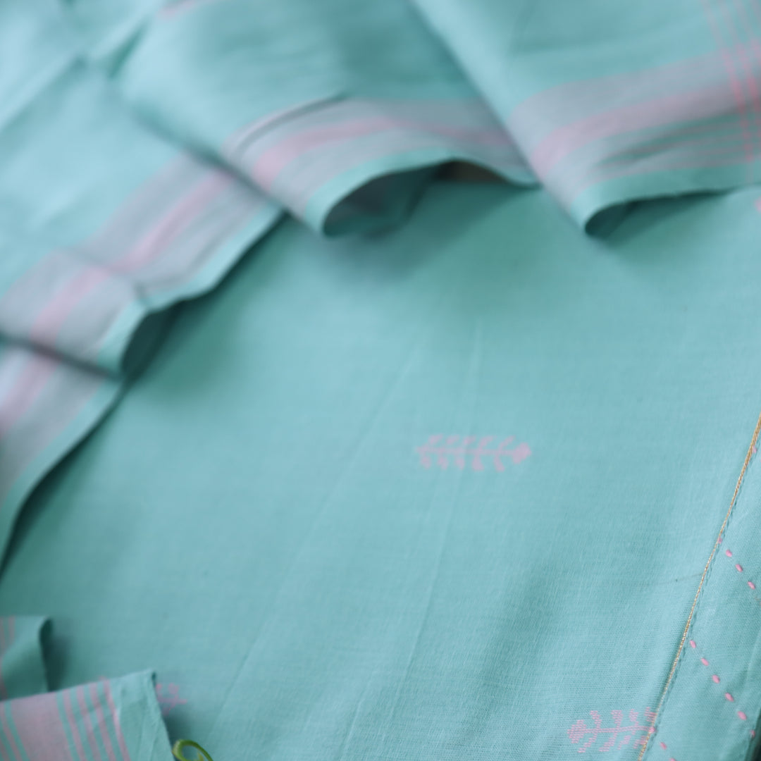 Madhubala Jade Green Thread Weaved Handloom Cotton Suit Se