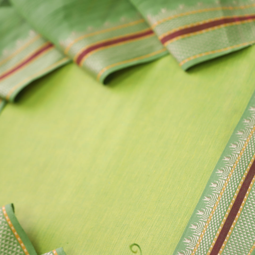 Sanskruti Lime Green Yellow South Cotton Mangalgiri Hem Suit Set