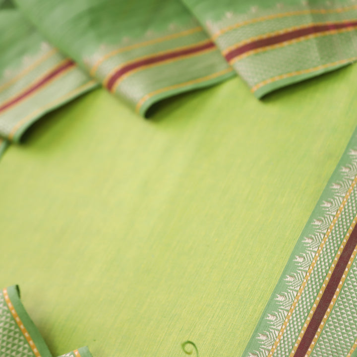 Sanskruti Lime Green Yellow South Cotton Mangalgiri Hem Suit Set