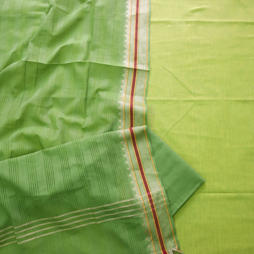 Sanskruti Lime Green Yellow South Cotton Mangalgiri Hem Suit Set