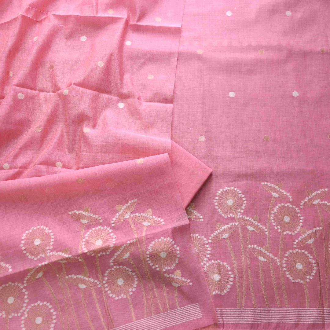 Rubaroo Blush Pink All Over Floral Style Zari Weaved Jamdani Suit Set