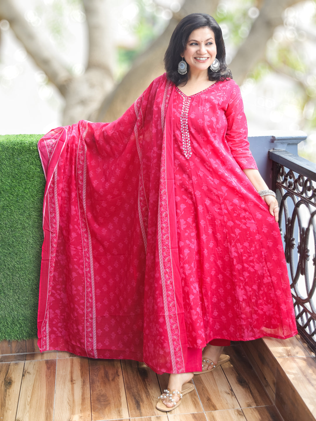 Bella Rani PInk Patra Mul Cotton 3 Piece Set