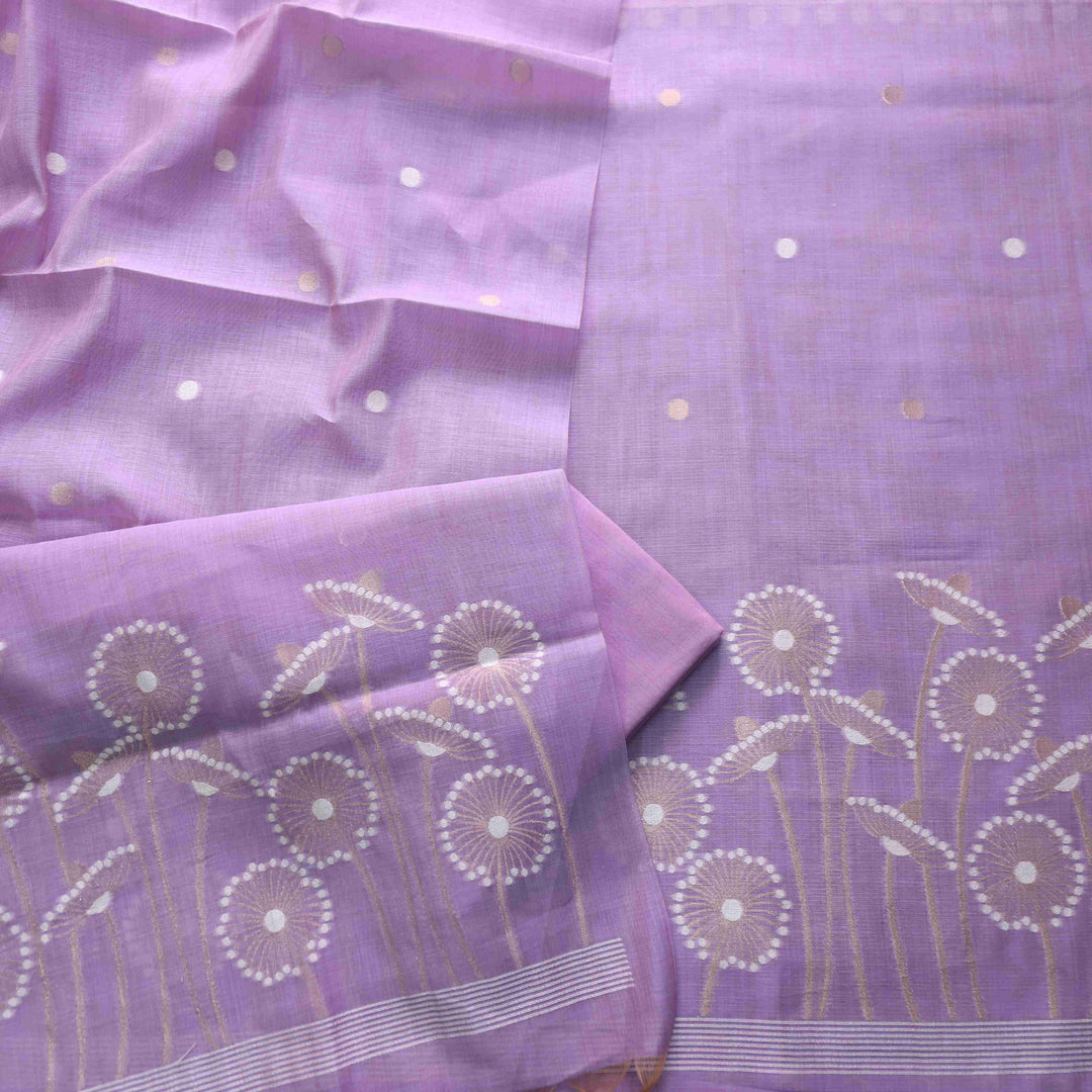 Rubaroo Wisteria Purple All Over Floral Style Zari Weaved Jamdani Suit Set