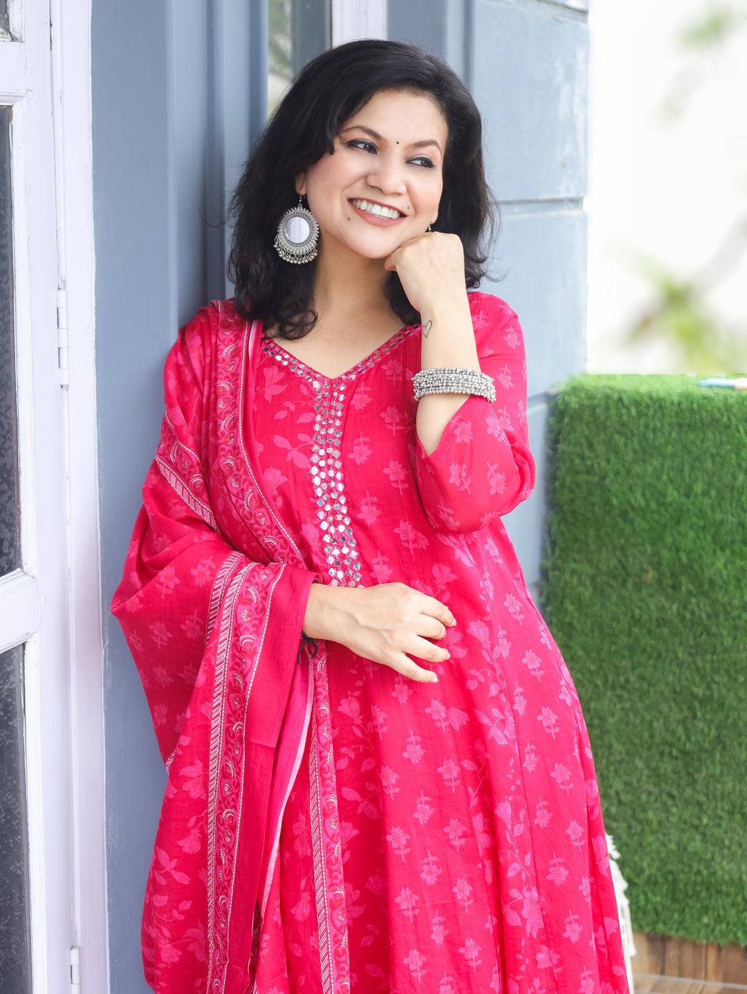 Bella Rani PInk Patra Mul Cotton 3 Piece Set