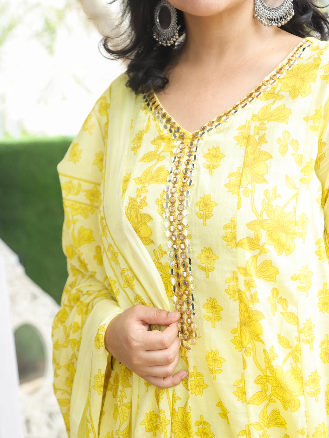 Bella Butter Yellow Patra Mul Cotton 3 Piece Set