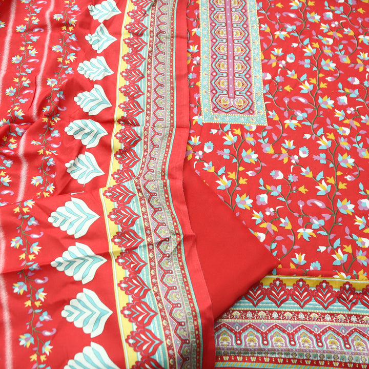 Mahira Bride Red Digital Kanni Printed Semi Pashmina Winter Set