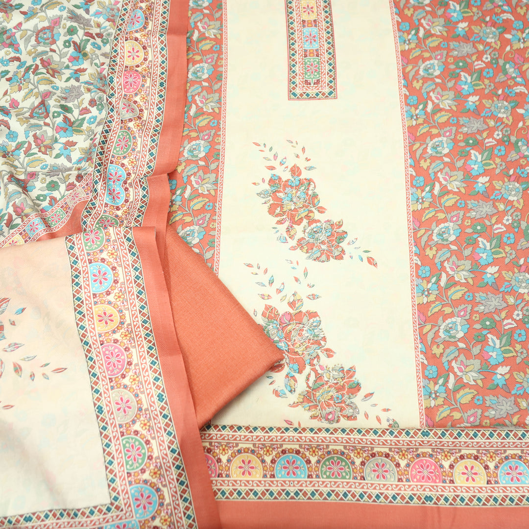 Kumbhvi Tang Orange Panel Style Swarovski Work Semi Pashmina Winter Set