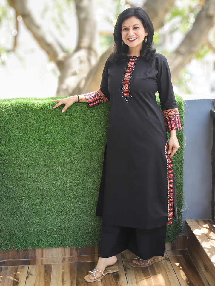 Suhani Ebony Black Cotton Jacket Set