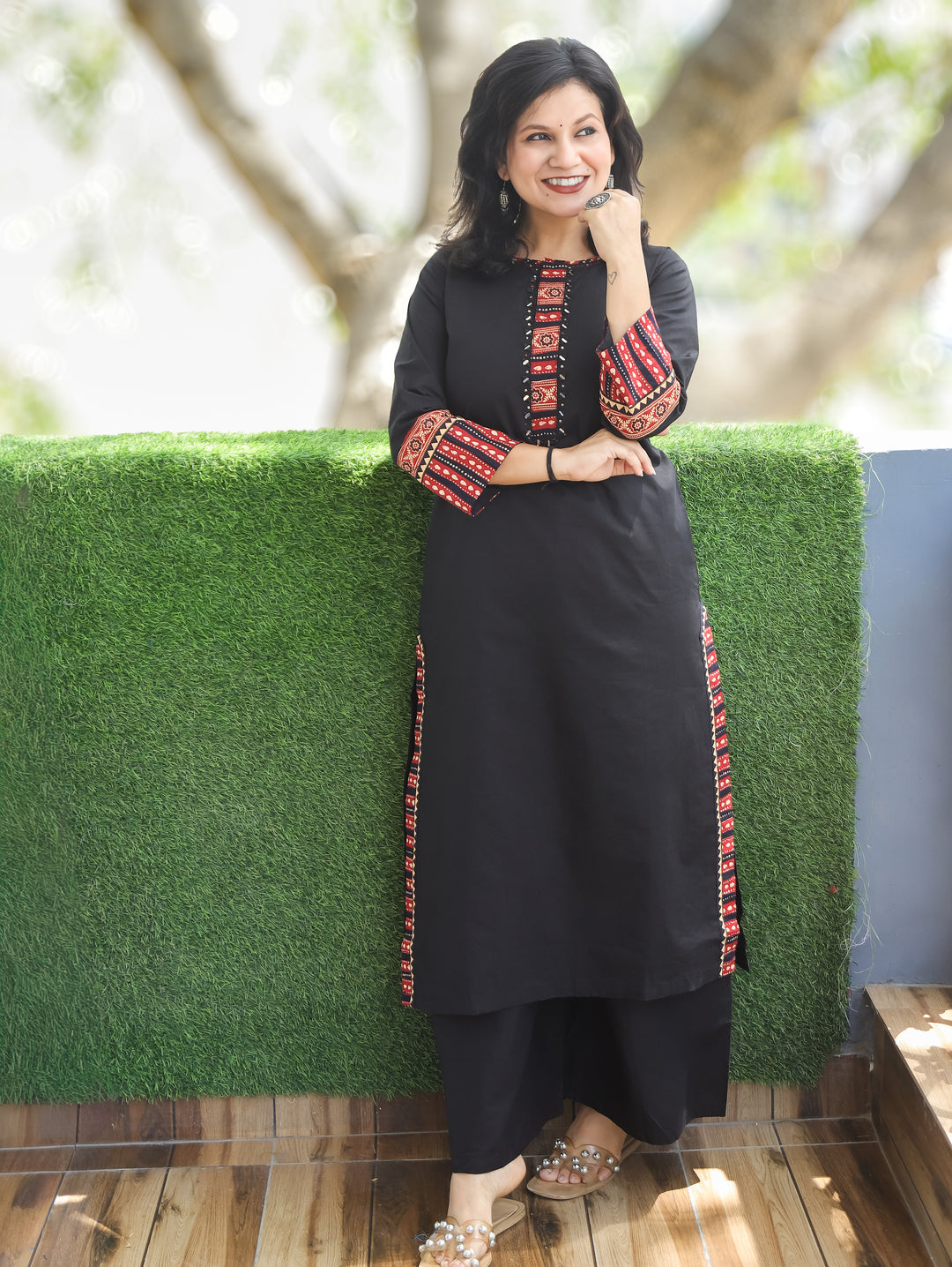 Suhani Ebony Black Cotton Jacket Set