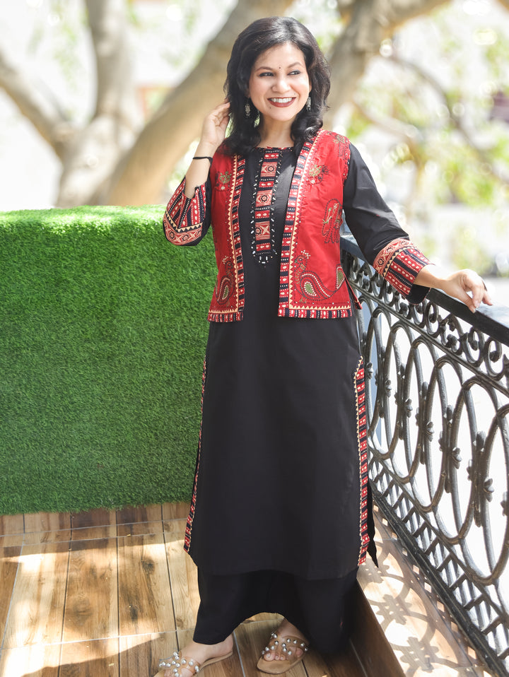 Suhani Ebony Black Cotton Jacket Set