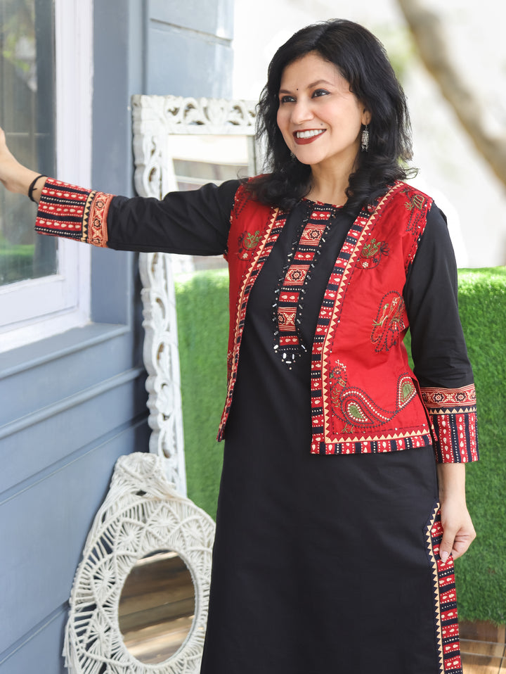 Suhani Ebony Black Cotton Jacket Set