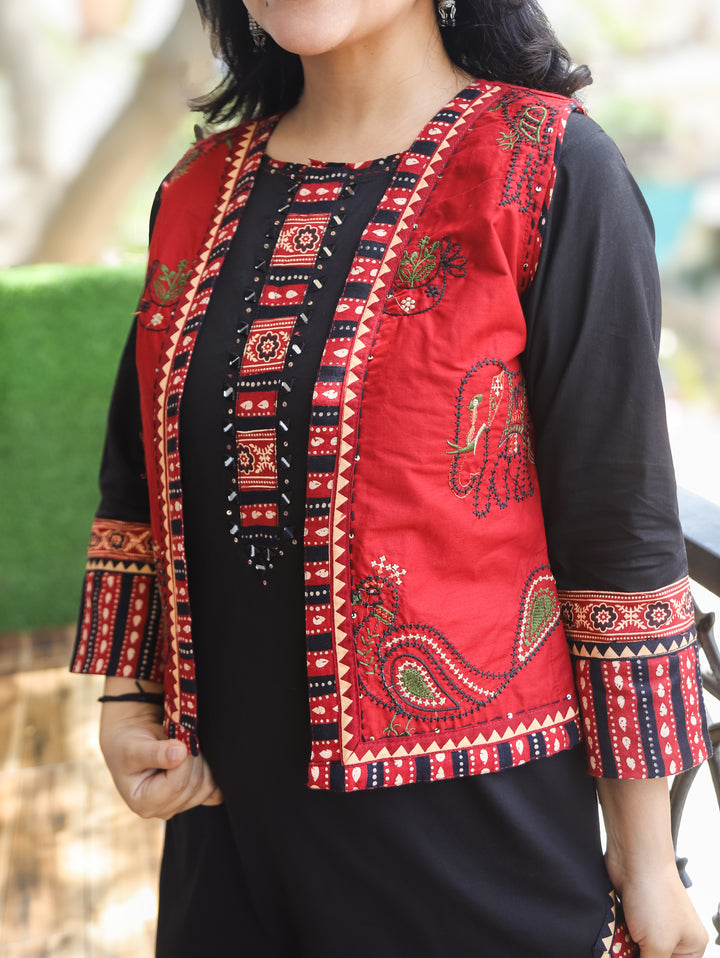 Suhani Ebony Black Cotton Jacket Set