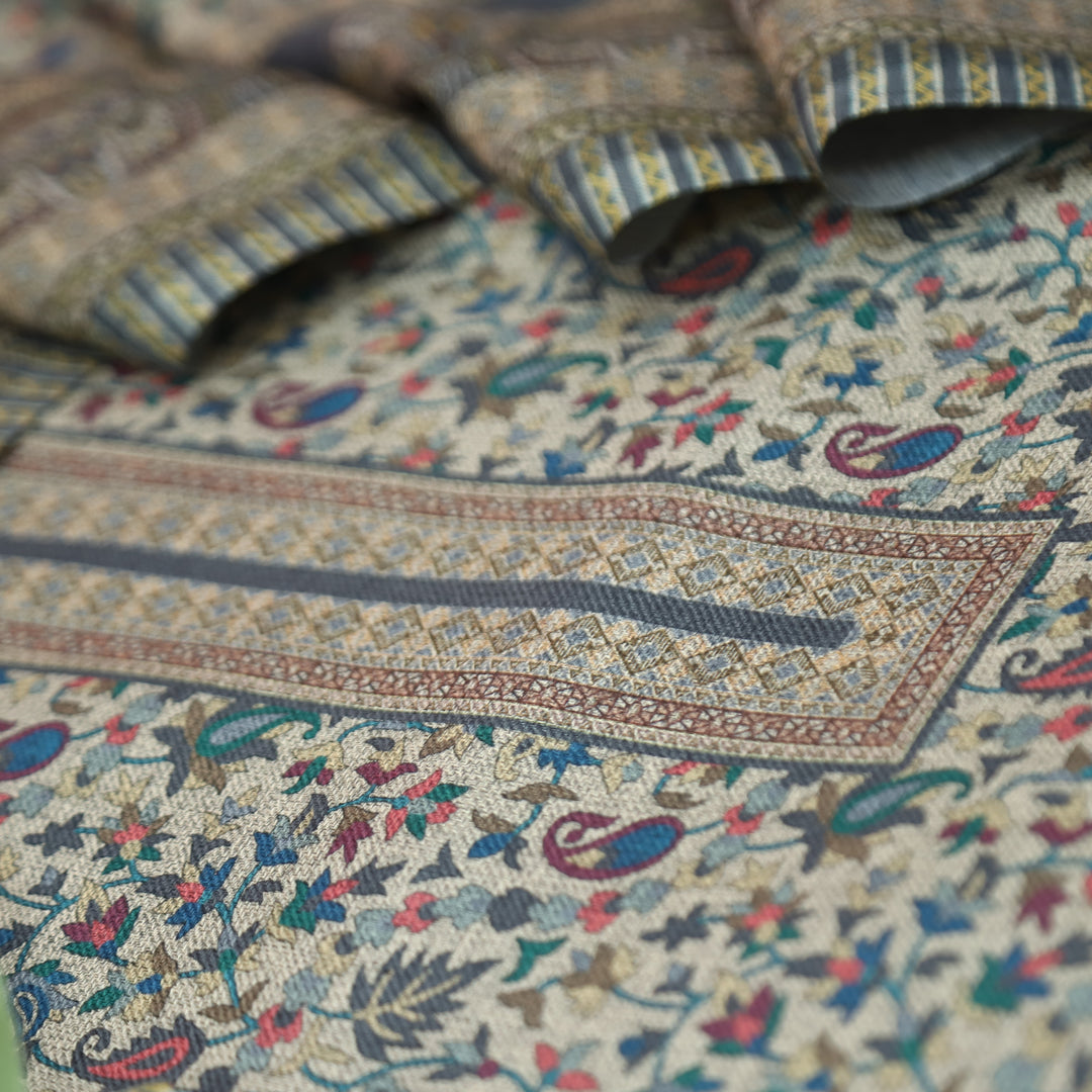 उषा Slate Grey in Elegant  All Over Digital Printed Semi Pashmina Winter Set