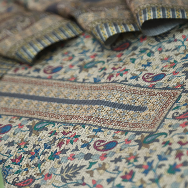 उषा Slate Grey in Elegant  All Over Digital Printed Semi Pashmina Winter Set