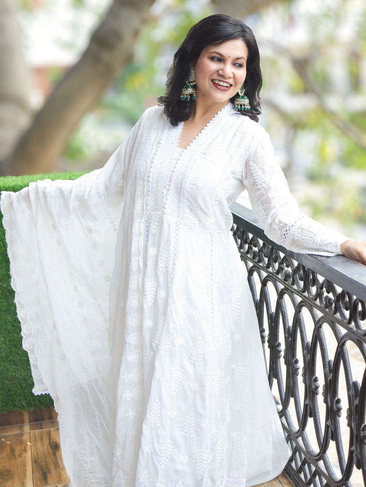 Olivia White Embroidered Mul Cotton 3 Piece Set