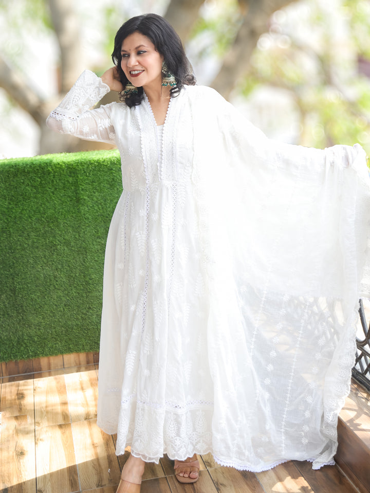 Olivia White Embroidered Mul Cotton 3 Piece Set