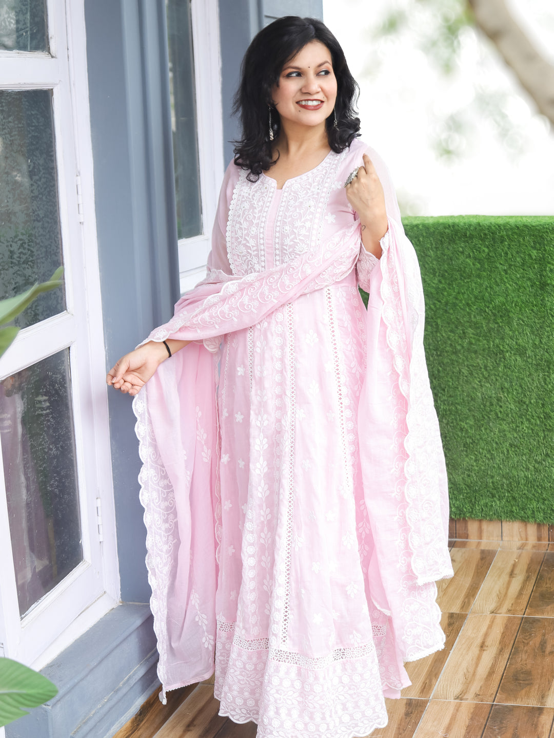 Olivia Pink Embroidered Mul Cotton 3 Piece Set