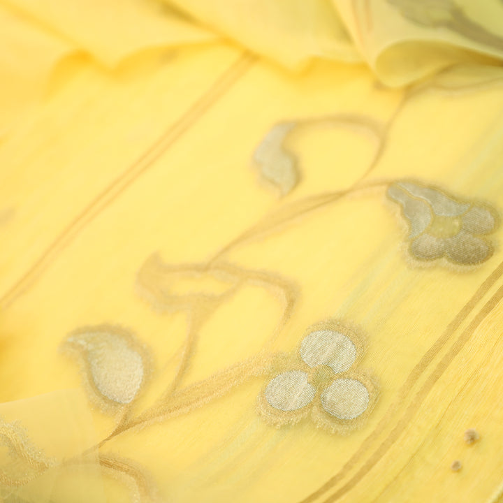 Eyana Butter Yellow Zari Detailing Tussar Cotton Chanderi Set