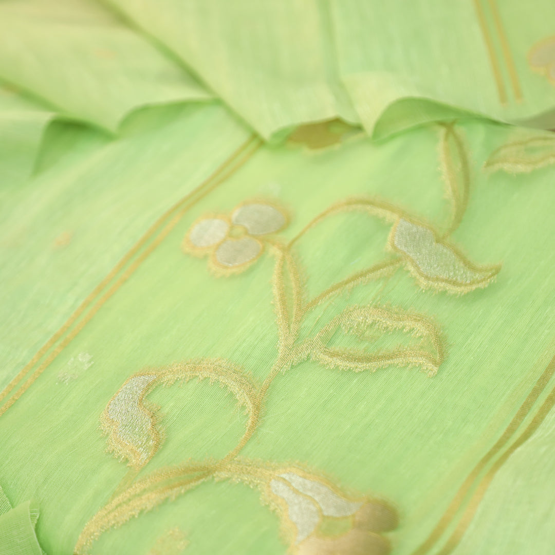 Eyana Mint Green Zari Detailing Tussar Cotton Chanderi Set