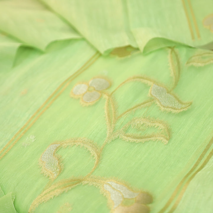 Eyana Mint Green Zari Detailing Tussar Cotton Chanderi Set