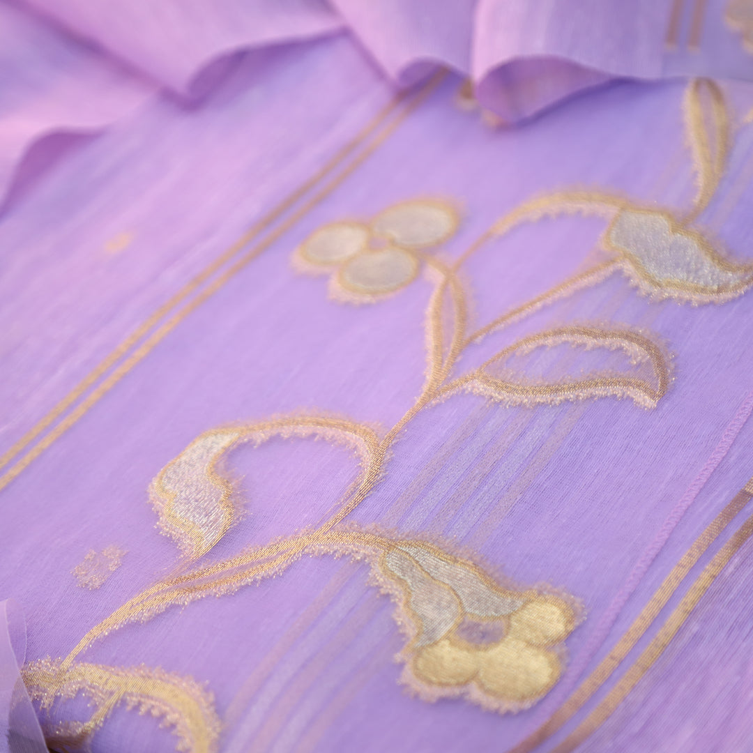 Eyana Orchid Purple Zari Detailing Tussar Cotton Chanderi Set
