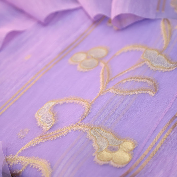Eyana Orchid Purple Zari Detailing Tussar Cotton Chanderi Set