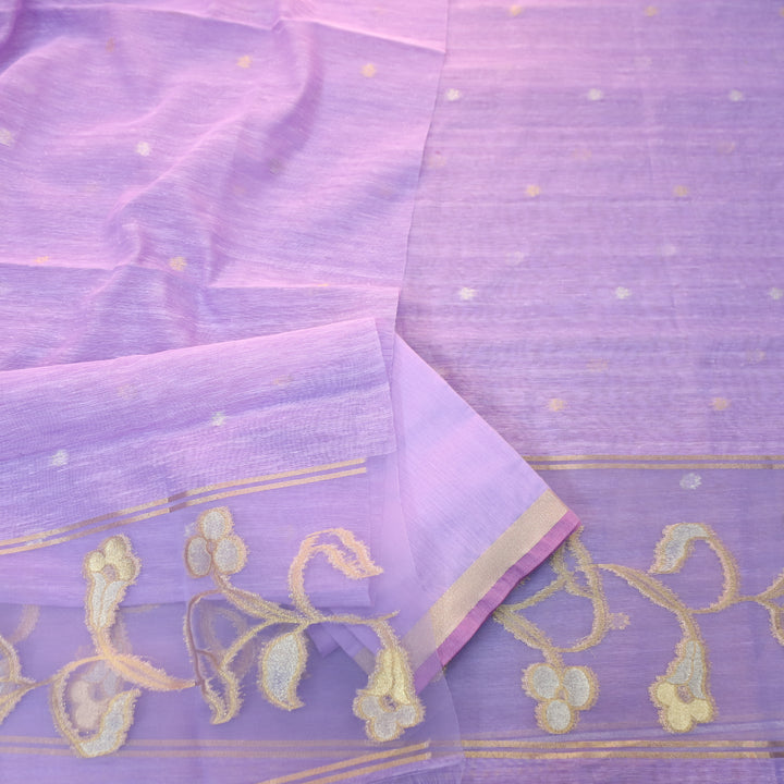 Eyana Orchid Purple Zari Detailing Tussar Cotton Chanderi Set
