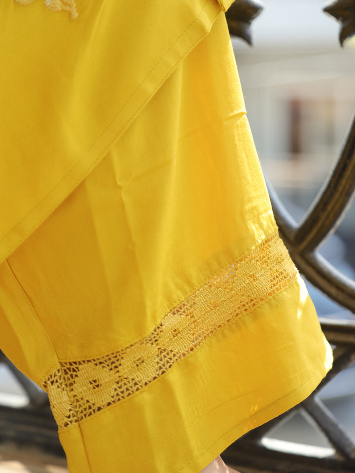 Jenna Dijon Yellow Chikankari Rayon 2 Piece Set
