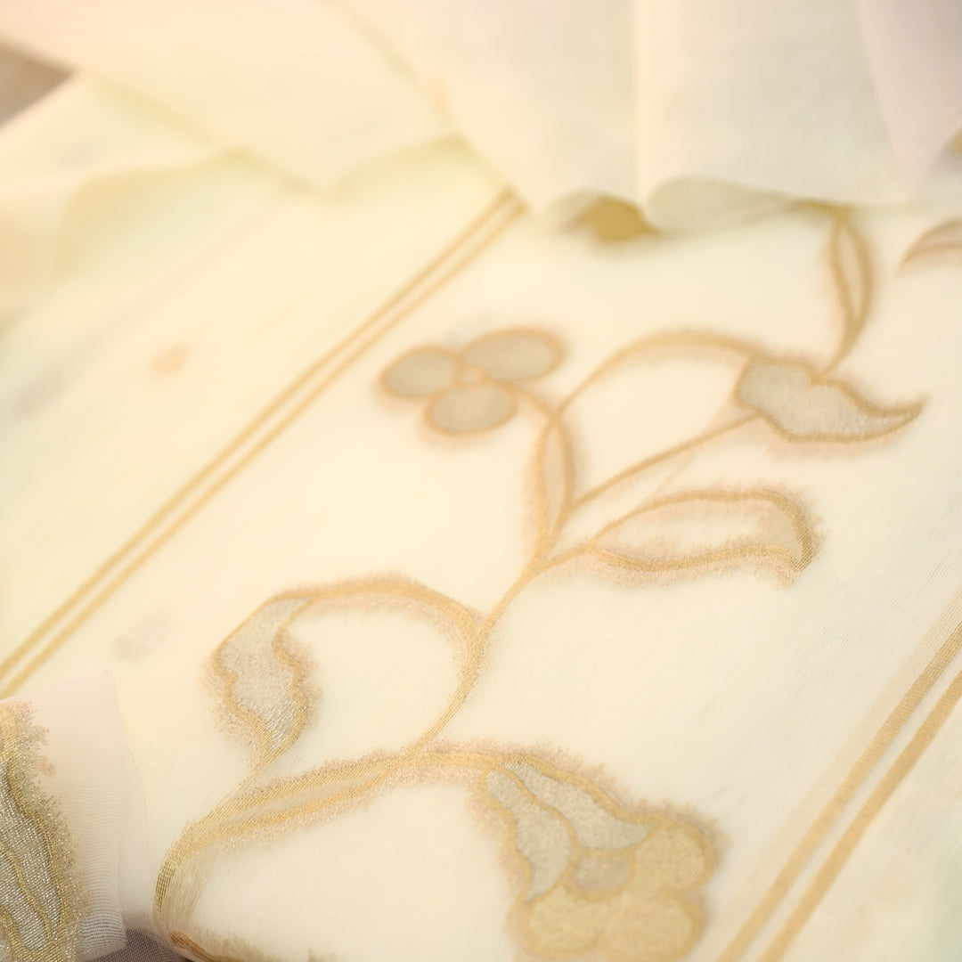 Eyana Shell Beige Zari Detailing Tussar Cotton Chanderi Set