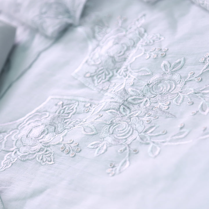 Palomi Fossil Grey Thread Embroidered Mal Chanderi Set