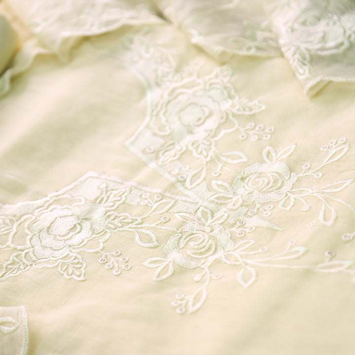 Palomi Butter Yellow Thread Embroidered Mal Chanderi Set