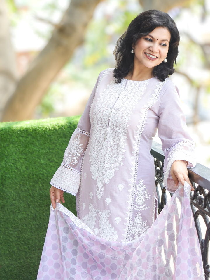 Saiyra Lilac Cotton 3 Piece Set