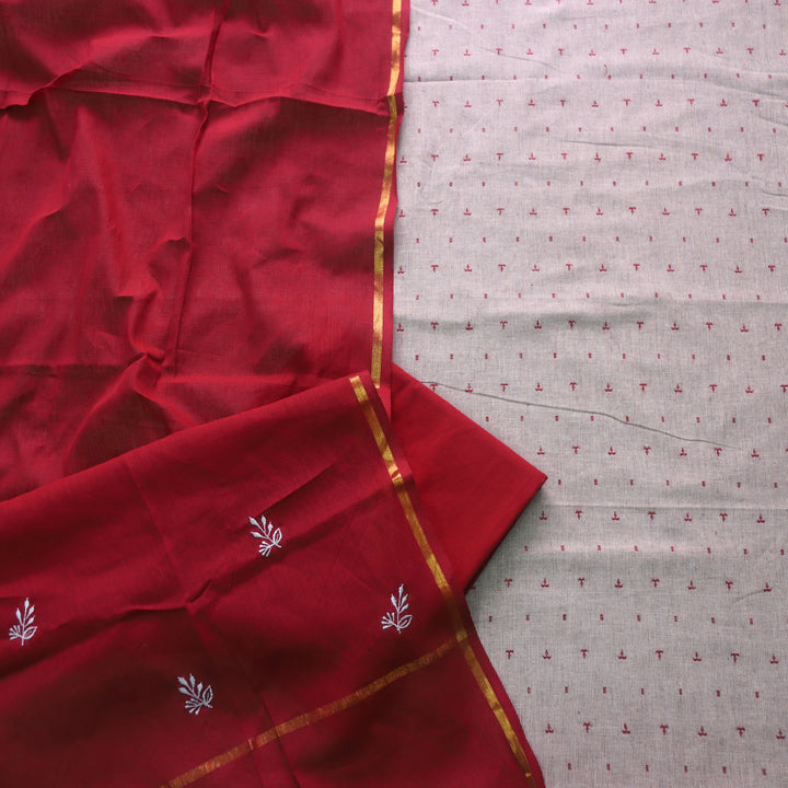 पतझड़ Hazel Beige Thread Weaved Handloom Cotton Suit Set