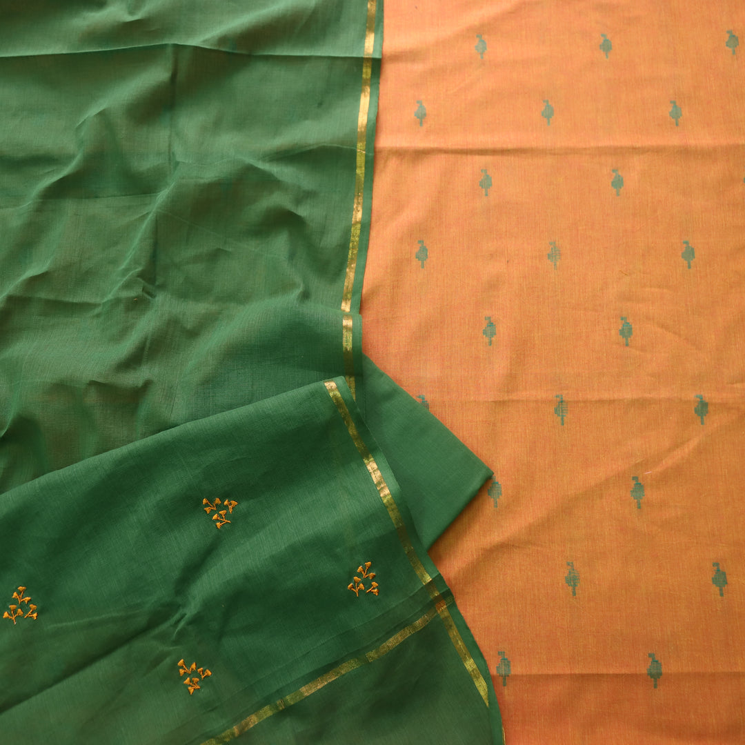 पतझड़ Dijon Yellow Thread Weaved Handloom Cotton Suit Set
